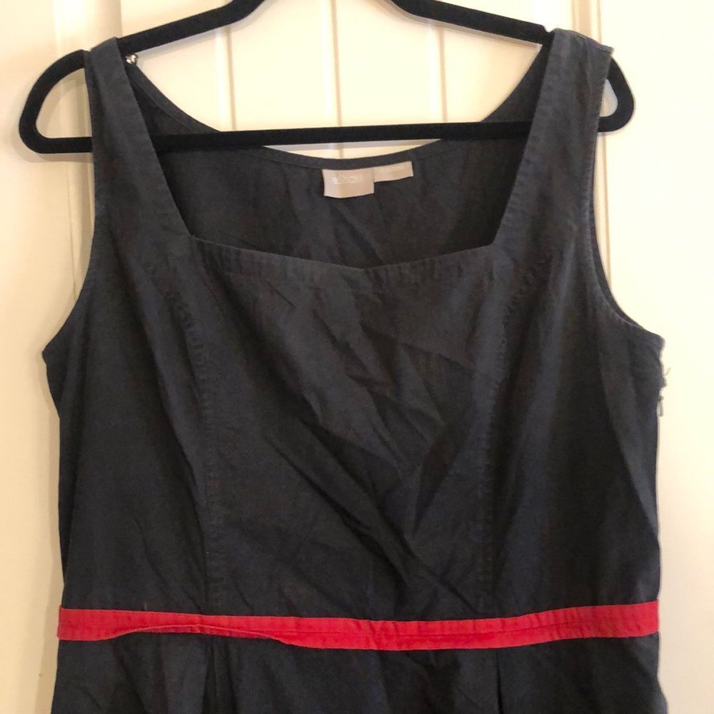 eShakti Black Red Square Neck Sleeveless Dress Pockets Sz 14 EUC